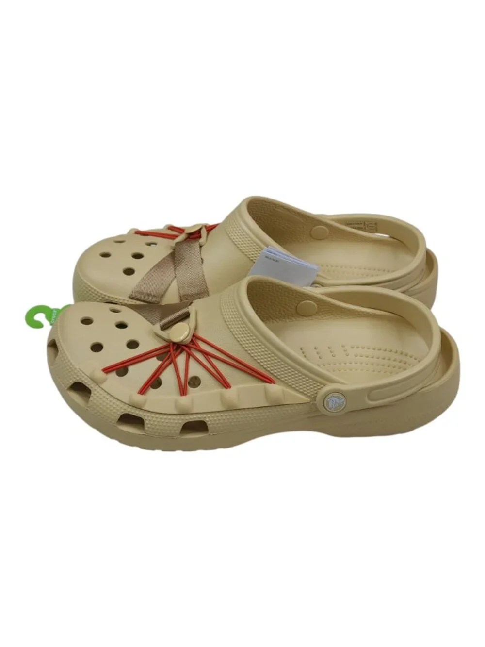 Crocs Classic Lockdown Clog Beige With Red Details Mens Size 12 Adjustable Strap